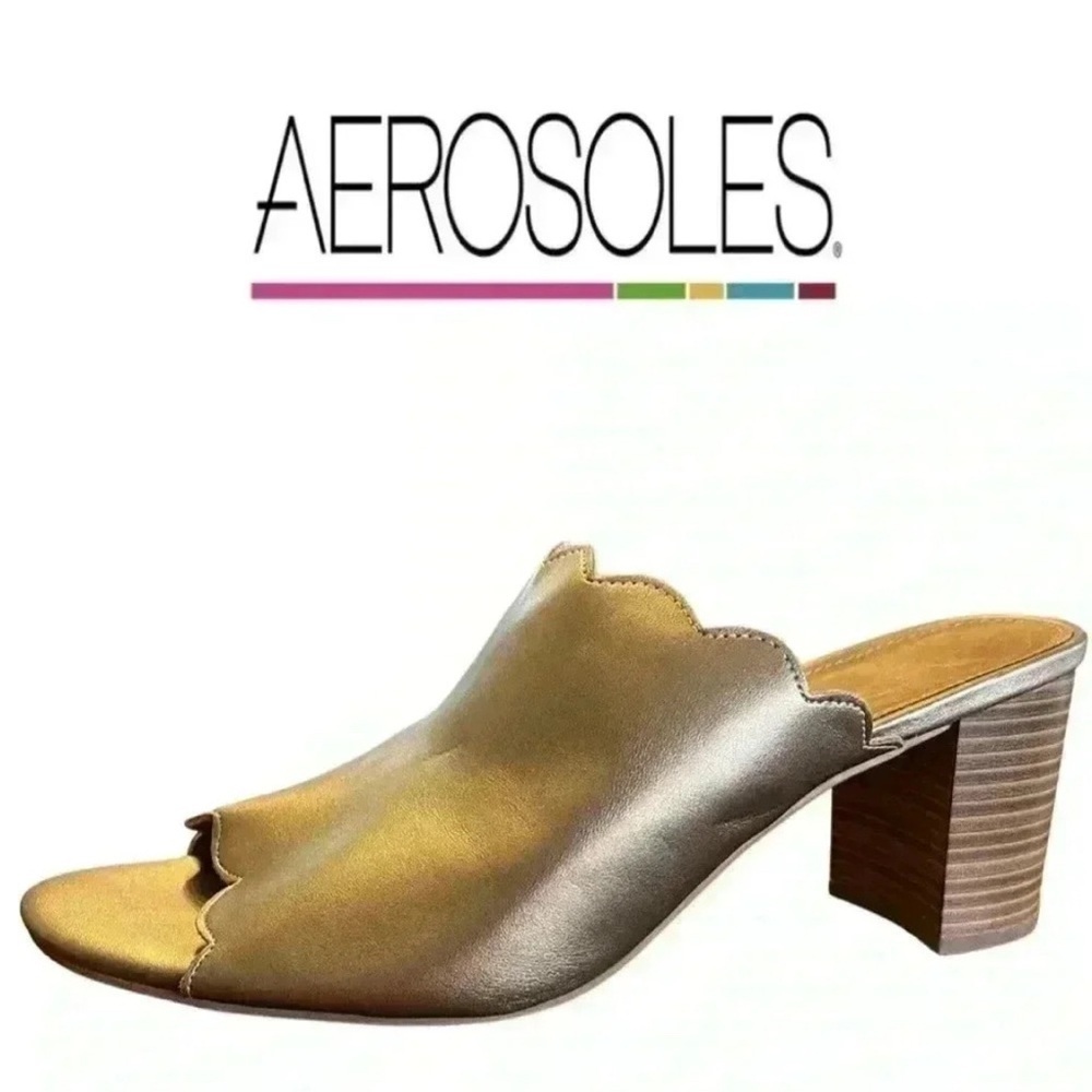 🛍️3/$40 Aerosoles A2 Heel Rest Mules – Metallic Gold / Bronze Women’s Size 12